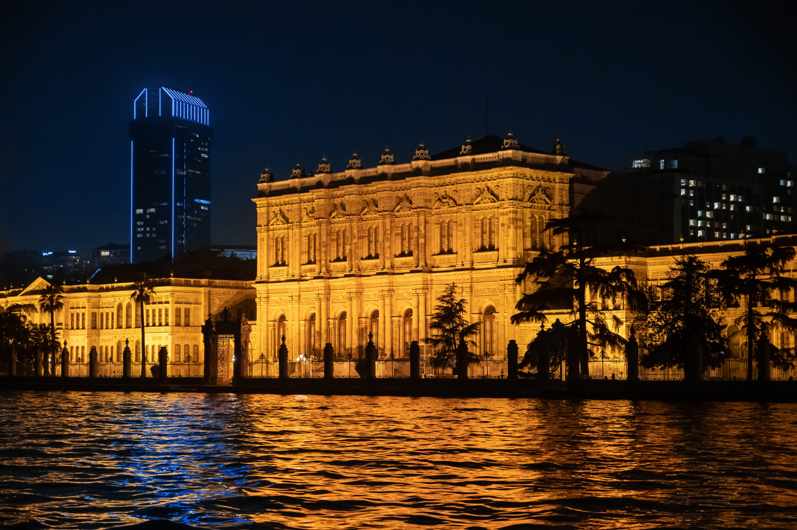 Istanbul skyline with historic mosques and Bosphorus strait view in Turkey